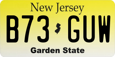 NJ license plate B73GUW