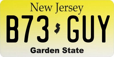 NJ license plate B73GUY