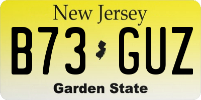 NJ license plate B73GUZ