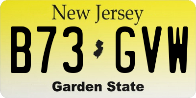 NJ license plate B73GVW