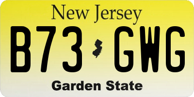 NJ license plate B73GWG