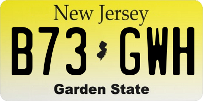 NJ license plate B73GWH