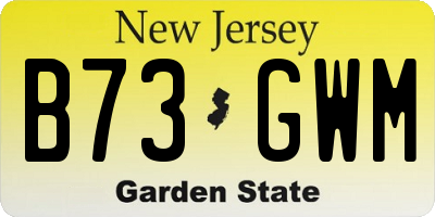 NJ license plate B73GWM