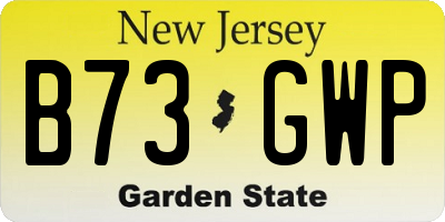 NJ license plate B73GWP