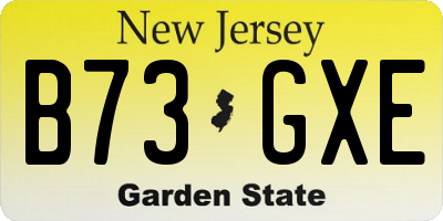 NJ license plate B73GXE