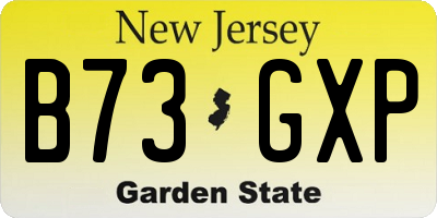 NJ license plate B73GXP