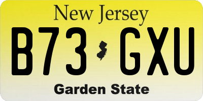 NJ license plate B73GXU