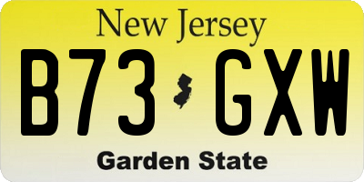 NJ license plate B73GXW