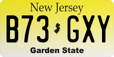 NJ license plate B73GXY