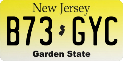 NJ license plate B73GYC