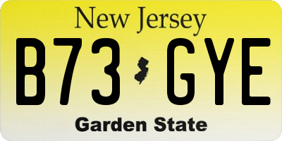 NJ license plate B73GYE