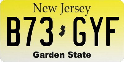 NJ license plate B73GYF