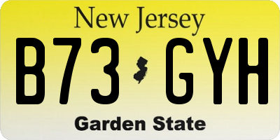 NJ license plate B73GYH