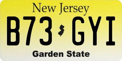NJ license plate B73GYI