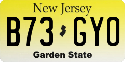 NJ license plate B73GYO