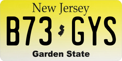 NJ license plate B73GYS