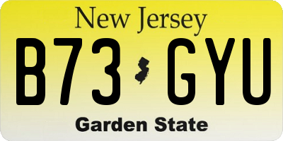 NJ license plate B73GYU
