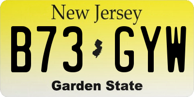 NJ license plate B73GYW