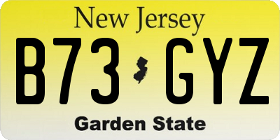 NJ license plate B73GYZ