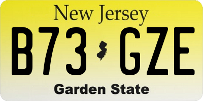 NJ license plate B73GZE