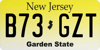 NJ license plate B73GZT