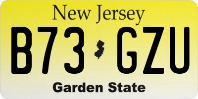 NJ license plate B73GZU