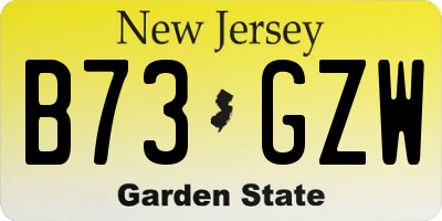 NJ license plate B73GZW