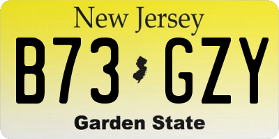 NJ license plate B73GZY
