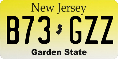 NJ license plate B73GZZ
