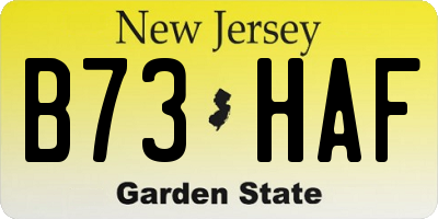NJ license plate B73HAF