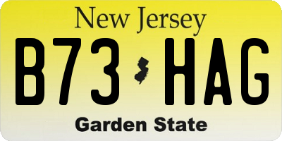 NJ license plate B73HAG