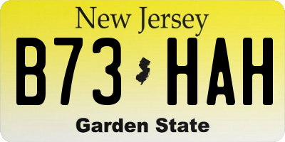 NJ license plate B73HAH