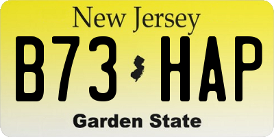 NJ license plate B73HAP