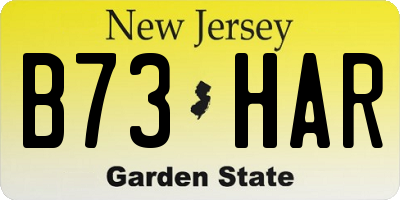 NJ license plate B73HAR