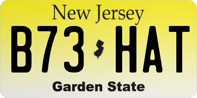 NJ license plate B73HAT