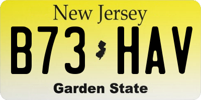 NJ license plate B73HAV