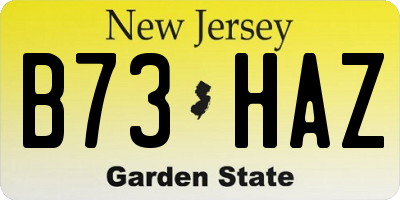 NJ license plate B73HAZ