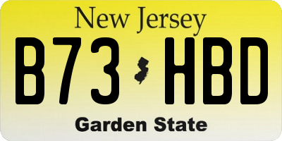 NJ license plate B73HBD