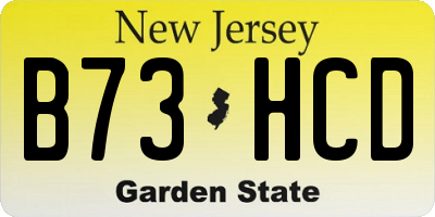 NJ license plate B73HCD