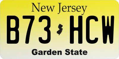 NJ license plate B73HCW