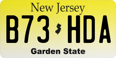 NJ license plate B73HDA