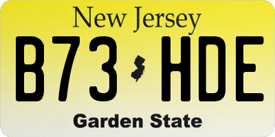 NJ license plate B73HDE