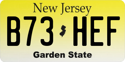 NJ license plate B73HEF