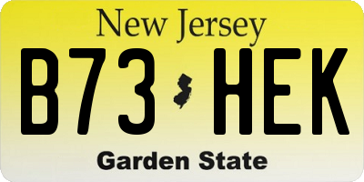 NJ license plate B73HEK