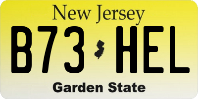 NJ license plate B73HEL