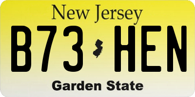 NJ license plate B73HEN