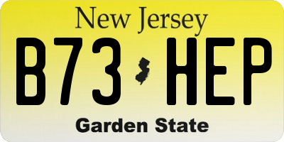 NJ license plate B73HEP