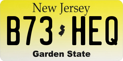 NJ license plate B73HEQ