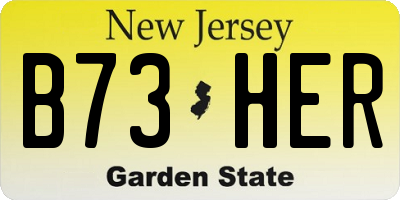 NJ license plate B73HER