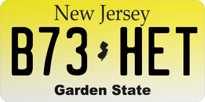 NJ license plate B73HET